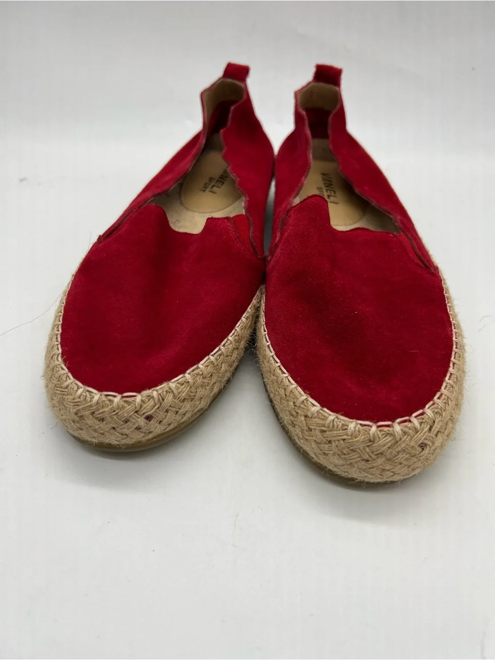 Vaneli Red Suede Espadrille Slip-Ons